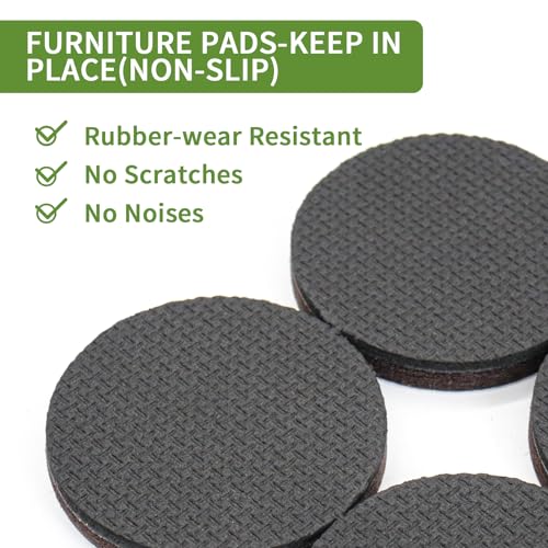 Non Slip Furniture Pads 16 PCS 2'' Round - Anti Slip Furniture Pads - Self Adhesive Rubber Feet Furniture Feet - Chair Leg Floor Protectors - Keep Furniture in Place - size: Round 2 inch 16PACK