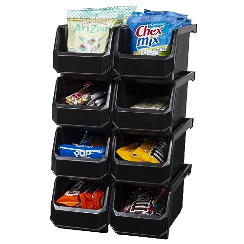 ReadySpace Plastic Containers for Organizing and Storage Bins for Closet, Kitchen, Office, Garage or Pantry Organization, Stackable Bins, Medium (11" x 5" x 5.5"), 8-Pack, Black - color: Black, size: Medium, 8-pack