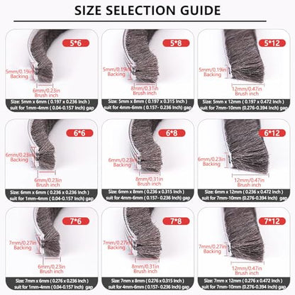 Weather Stripping Door Seal - 5m (16ft) Brush Weather Stripping,Card-Slot Seal Strip Pile Weatherstrip for Door Window (6mm x 6mm (Backing 0.236 x Brush 0.236 Inch), Gray) - size: 6 mm x 6 mm