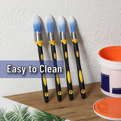 Bates- Trim Paint Brush, 4pcs, 0.4", 0.6", 0.8" & 1", Black & Yellow Handle, Trim Brushes for Painting - color: Yellow-black, size: 0.4", 0.6", 0.8" & 1"