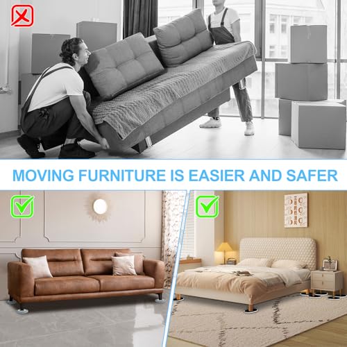 New Upgrade Furniture Movers Sliders, 8+8 Pack 5.8 * 4.3" Multi-Surface Furniture Sliders with Groove Design, Oval 8PCS Moving Pads and 8 Hardwood Socks, Protect Floor and Easily Move Furniture - size: 5.8*4.3in Oval 8+8Pack