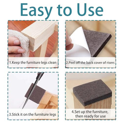 3.5inch Square Felt Furniture Pads, 16Pcs Self Adhesive Cuttable Felt Furniture Leg Pads Floor Protectors Furniture Sliders for Hardwoods Floors, Brown - size: 3.5x3.5inch