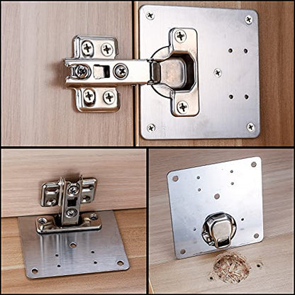 20 Pcs Cabinet Hinge Repair Plates Kits, Kitchen Cupboard Door Hinge Repair Plates, Stainless Steel Hinge Repair Fixing Bracket Plate Kit with Screws/Screwdriver for Kitchen Furniture Cabinet Door
