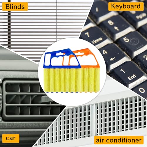 4Pcs Window Venetian Blind Cleaner Duster Tool,Venetian Washable Mini Handheld Brush,7 Fingers Dusting Cleaner and Air Vent Cleaner for Wood Blinds,Air Conditioner Vents,Fans Vents