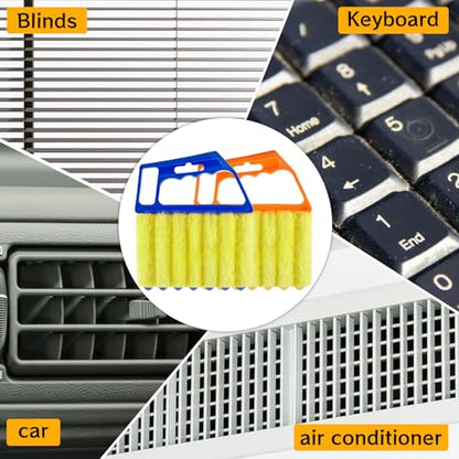 4Pcs Window Venetian Blind Cleaner Duster Tool,Venetian Washable Mini Handheld Brush,7 Fingers Dusting Cleaner and Air Vent Cleaner for Wood Blinds,Air Conditioner Vents,Fans Vents