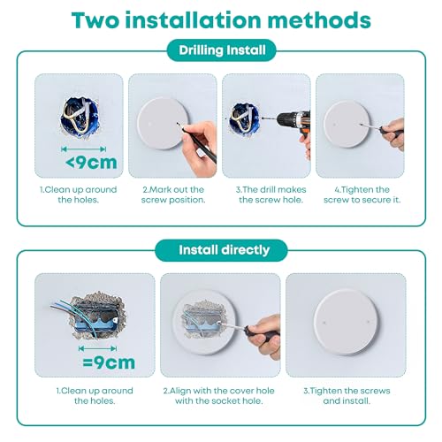 6 Pcs Smoke Detecte Cover Plate, 5 Inch Metal Round Blank Ceiling Cover Plate, Junction Box Covers For Outlet And Wall Light Hole, Electrical Box Covers With Hole Spacing 3.5 Inch - color: 6 PCS