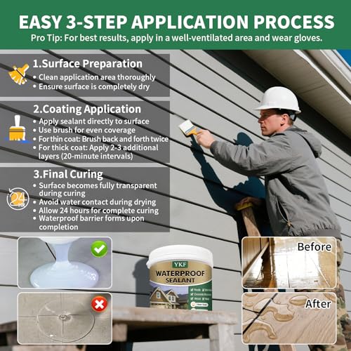 YKF 34oz Clear Transparent Waterproof Sealant, Water-Based Invisible Repairing Leak Agent for Roofs, Walls, Bathroom, Kitchen, Garden, Indoor & Outdoor Waterproof Coating - style: Crystal Clear 34 OZ