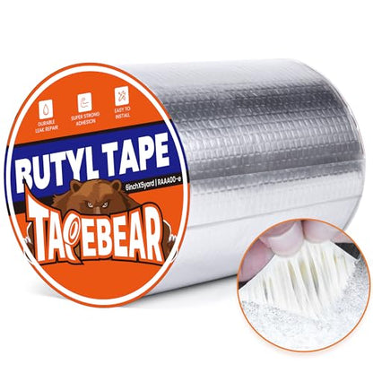 TAPEBEAR Butyl Tape 6inch x16feet, Aluminum Duct Sealing Tape Waterproof Sealant Repair Tape for RV Roof, Boat and Pipe Sealing, Glass & EDPM Roof Leak Patching - size: 6inch x16feet
