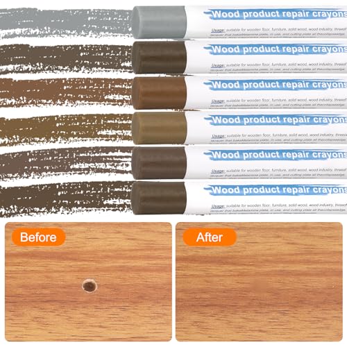 HARFINGTON Wood Filler Sticks 6 Colors Wooden Wax Touch Up Furniture Repair Crayons for New Walnut, Light Brown Gray, English Gray, Eucalyptus Gray, Original Wood, Oak - color: Modern Gray Series
