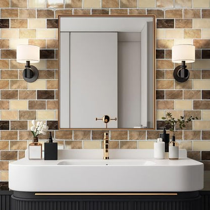 Art3d Peel and Stick Backsplash Tiles – 12"x12" Yellow Jasper Thicker Design, Self-Adhesive Wall Tile for Kitchen & Bathroom - color: Yellow Jasper