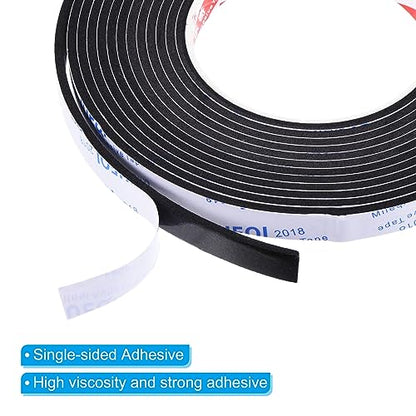 PATIKIL 5m/16.4ft Sealing Foam Tape, 2 Rolls 12mm Wide 3mm Thick Single Sided Weather Stripping Door Seal Strip for Window Door Insulation, Black - size: 5mx12mmx3mm