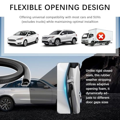 2PCS 2.62Ft Car Door Weather Stripping Rubber,U-Shape Thickened Car Door Seal Strip Rubber Edge Trim for Noise Reduction,Dustproof Push-in Cars Doors Rubbers Seal Strip