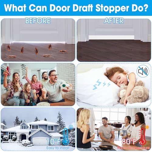 8 Pack Under Door Gap Filler (1 Meter),Under Door Draft Stopper,Windproof and Dustproof, Soundproof and Noise Reduction,Suitable for Home, Hotel, Office and Other Places(White)