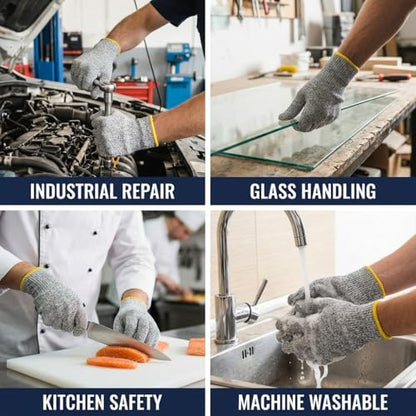 ASG Premium ANSI A5 Cut Resistant Gloves, Food Grade HPPE, Mandoline & Oyster Shucking, Kitchen Safety Gloves for Chefs - size: Large