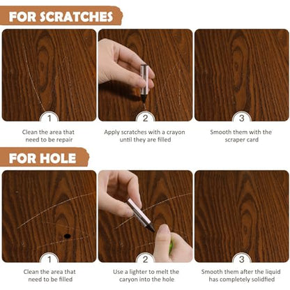 DEWEL Wood Furniture Repair Kit, 31 Pcs Scratch Repair Wood Filler, Wax Sticks with Wood Putty for Wood Floors, Scratches, Cracks, Hole, Laminate, Table, Bedposts - color: 12+8 Color