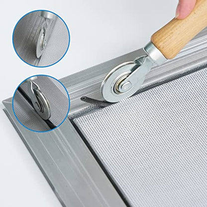 HOMMEE Windows Screen and Screen Door Repair Kit, 39'' x118'' Fiberglass Screen Mesh with Rolling Tool and Screen Retainer Spline