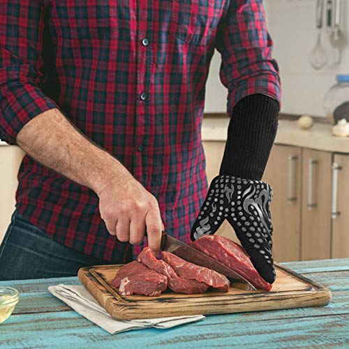 Comsmart BBQ Gloves, 1472F Heat Resistant Silicone Non-Slip Oven Mitts, Long Kitchen Gloves Perfect for Grilling, Cooking, Baking, Cutting - color: Gray, size: long