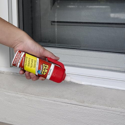 Flex Caulk, Waterproof & Weatherproof Hybrid Polymer Sealant, Strong, Paintable, Indoor, Outdoor, Bath, Shower, Sink, Window, Baseboards, Door, RV, Roof, Wood, Auto & Marine, White, 4 oz, 1-Pack - style: Hybrid, White, 4 oz, 1-Pack
