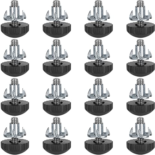 Anwenk 1/4' Stainless Steel Screw-in Furniture Levelers - Adjustable Table & Chair Levelers Feet Glides - 16 Pack - color: 1/4 Black+silver 16p