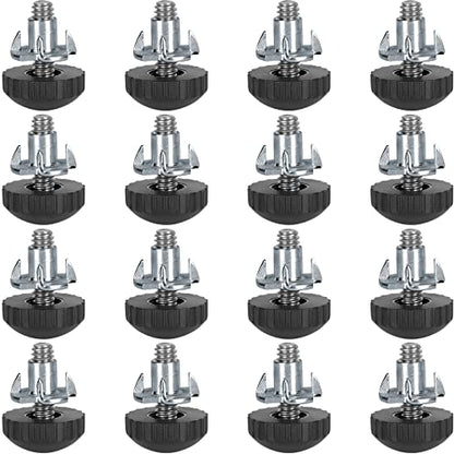 Anwenk 1/4' Stainless Steel Screw-in Furniture Levelers - Adjustable Table & Chair Levelers Feet Glides - 16 Pack - color: 1/4 Black+silver 16p