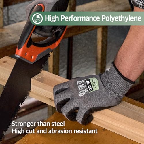 DEX FIT Level A6 Fiberglass Free Cut Resistant Gloves CR533H, 3D Comfort Fit, No Itch, Firm Grip, Soft & Durable, Touch-screen Compatible, Dexterity, Machine Washable; Gray L (9) 1 Pair