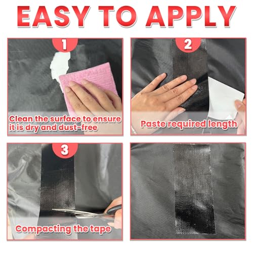 Birllaid Awning Repair Tape for Tarp, Heavy Duty Outdoor Repair Tape for Ripstop, Boat Covers, Tent, Sail Tape, Tear Repair Patch Kit, Waterproof, UVproof, Black - color: Black
