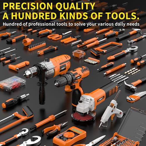 IZIO 42-Piece General Home Repair Tool Set with Drill, Grinder & Multimeter - Ideal Gift Idea for Men, Dad, Husband, Homeowners - Complete DIY Hand Tool Kit for Housewarming, Birthday, Christmas