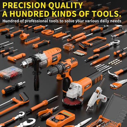 IZIO 42-Piece General Home Repair Tool Set with Drill, Grinder & Multimeter - Ideal Gift Idea for Men, Dad, Husband, Homeowners - Complete DIY Hand Tool Kit for Housewarming, Birthday, Christmas