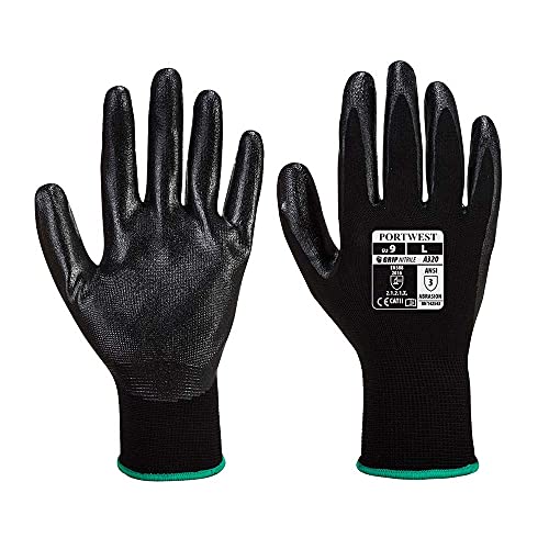 Portwest Dexti-Grip Glove Handling Work Protective Safety Grip Resistant ANSI 105, Large - size: Large