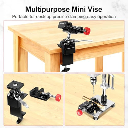 ArtyMaster 360° Rotating Mini Bench Vise with Quick-Release Ratchet Wrench, 2.48" General-Purpose Table Vise for Woodworking, Metalworking, Modeling, Mini Vice Clamp for Small Projects WT104C - style: Mini Vise 360°