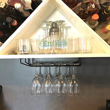 14-Inch Black Wine Glass Rack, Under Cabinet Wine Glass Holder, Stemware Rack, Hanging Stemware Holder, Set of 2 - color: Black, size: 14 Inch 2 Pack