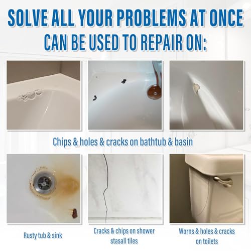 Fiberglass Tub Repair Kit(Color Match), Fiberglass Shower and Acrylic Bathtub Repair Kit for Scratches, Cracks, Chips, Holes on Porcelain, Enamel, Tubs, Tile, Sink, Fix Chipped Almond Bath Tub