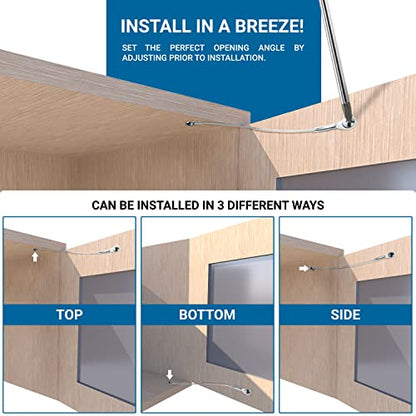 2 Pack Rok Hardware Cabinet Door Restraint Limit Kit, Door Stays, Reduces Restricts Opening Angle, Zinc Finish, Screws and Washers Included, R0006