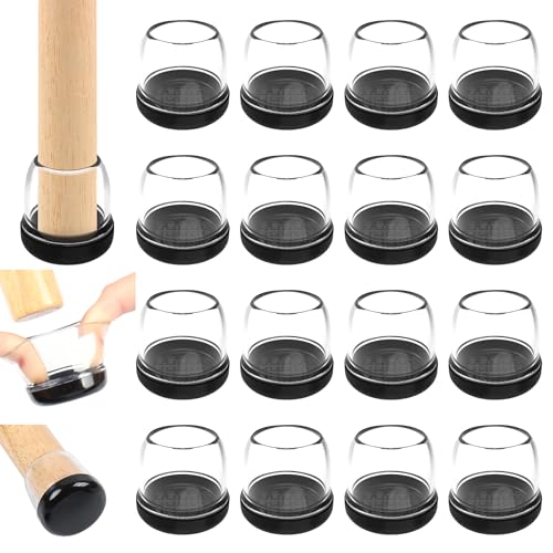 Chair Sliders for Carpet, 16PCS Furniture Sliders for Carpeted Floors & Hardwood Floors, Round Chair Glide Pads for Quickly and Easily Moving Furniture, Protect Floor(Clear, Fit 1.1"-1.4") - color: Clear, size: Round L(Fit:1.1-1.4 inch)