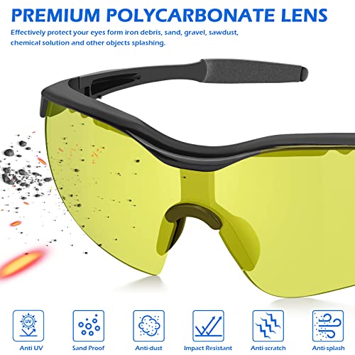 OXG 12 Pack Safety Glasses, ANSI Z87.1 Impact Resistant Anti-Scratch Safety Goggles for Men Women Youth - color: Yellow