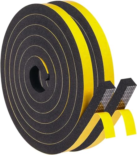 Weather Stripping Door Seal Strip Strong Adhesive Foam Insulation Tape Tape Gasket for Door and Windows (Black, 1/2 in x 1/2 in x 13Ft) - color: Black, size: 1/2 In x 1/2 In x 13Ft