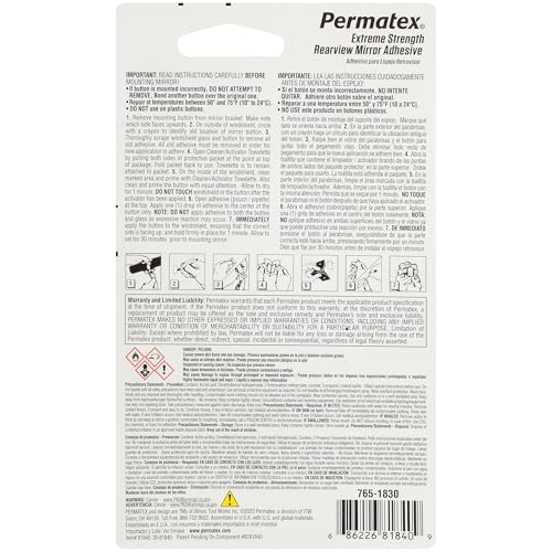 Permatex 81840 Extreme Rearview Mirror Profressional Strength Adhesive Kit, single unit - size: 1 Count (Pack of 1)