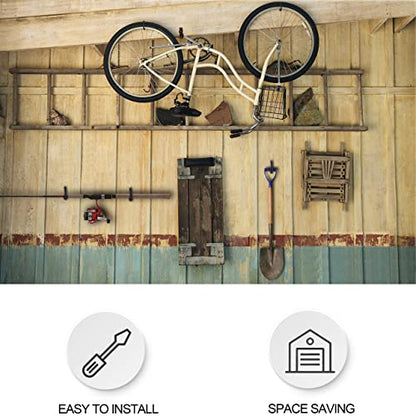 KURUI Road Bike Hooks for Garage Wall, 6 Pack Heavy Duty Bicycle Hangers for Hanging, Wall Mount Bicycle Storage for Ceilings, No Drill Large Ceiling Hooks for Hanging Plants - style: 6 Pcs-6 in