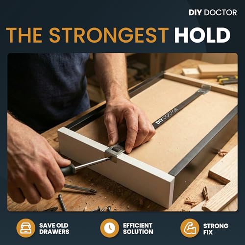 DIY Doctor Drawer Repair Kit (6 Pack) – Fix Sagging Kitchen Drawers – Front Fixing Brackets & Bottom Support – Replacement for Damaged Units – Draw Strengthener Pack - size: 6x Drawer Kit