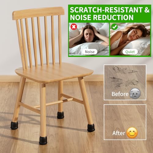 24 Pcs Silicone Chair Leg Floor Protectors for Hardwood Floors, Felt Furniture Pads Rubber Chair Leg Caps, Bar Stool Leg Floor Protectors, Anti-Scratch & Reduce Noise, Round(Black, Fit: 0.75"-1.1") - size: Black-m(fit: 0.75"-1.1")