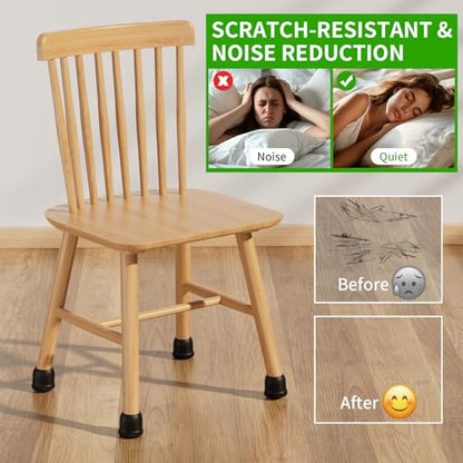 24 Pcs Chair Leg Protectors for Hardwood Floors, Silicone Felt Furniture Leg Cover Pad for Protecting Floors from Scratches and Noise, Smooth Moving for Chair Feet, Round(Black, Fit:1.1"-1.4") - size: Black-L(Fit: 1.1"-1.4")