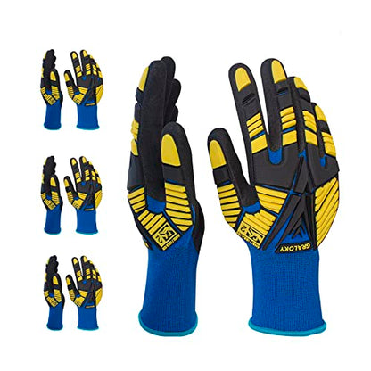 3 Pairs Work Gloves, Impact Resistant Gloves with Rubber for Men Women, Nitrile Palm Touch Screen Cut Resistant Glove, Durable Mechanic Heavy Duty Impact Gloves for Construction Gardening DIY - size: Medium