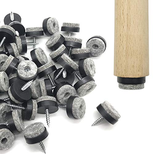 Screw-in Felt Pads - 60pcs 1 Inch Black Furniture Chair Table Glides Pad Floor Protectors for Wooden Legs Feets - color: Black, size: 1 Inch
