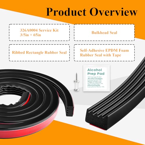 326A0004 Ribbed Bulkhead Seal Strip 3/5" X 65", Tonneau Cover Bulkhead/Service Kit/Self-Adhesive EPDM Foam Rubber Seal W/Tape/Ideal Weather Stripping - style: 1 Pc