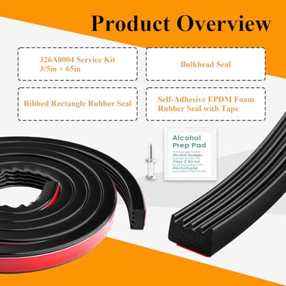 326A0004 Ribbed Bulkhead Seal Strip 3/5" X 65", Tonneau Cover Bulkhead/Service Kit/Self-Adhesive EPDM Foam Rubber Seal W/Tape/Ideal Weather Stripping - style: 1 Pc