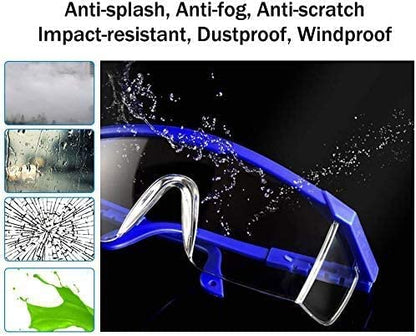 5 PACKS Safety Glasses Goggles, Men Women Clear Anti-fog UV400 Protection Eyeglasses Adjustable Temples ANSI Z87 Eyewear Protection Anti-Scratch Eye Shields for Industrial Work - color: Blue &Yellow