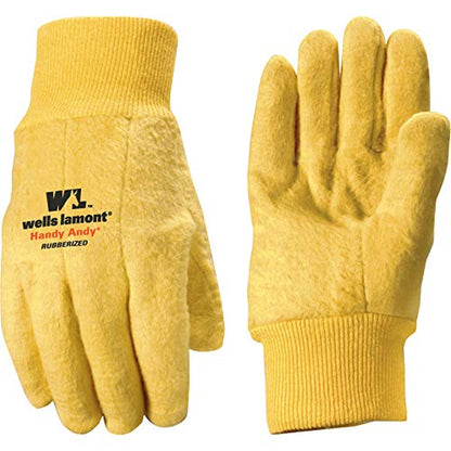Wells Lamont Handy Andy Men's Yellow Chore Gloves with Rubber Lining, Small (635S) - size: Small
