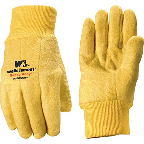 Wells Lamont Handy Andy Men's Yellow Chore Gloves with Rubber Lining, Small (635S) - size: Small