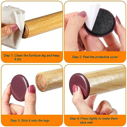 Furniture Sliders, 12pcs Furniture Movers 2 Inch Heavy Duty Moving Pads Self Adhesive Chair Gliders for Carpet and Hardwood Floors(Brown) - size: 12pcs 2" Brown