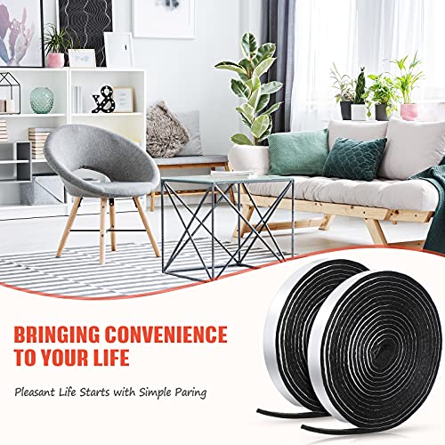 Zonon 4 Rolls 120 Inch Felt Strip with Adhesive Backing Felt Tapes Furniture Strip Rolls Self Stick Heavy Duty Polyester for Protecting Furniture and DIY Adhesive(Black,0.5 Inch) - color: Black, size: 0.5 Inch